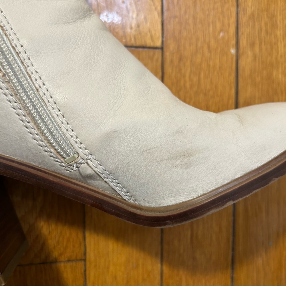 Franco Sarto Cream Leather Heeled Stevie Boots - Picture 7 of 11